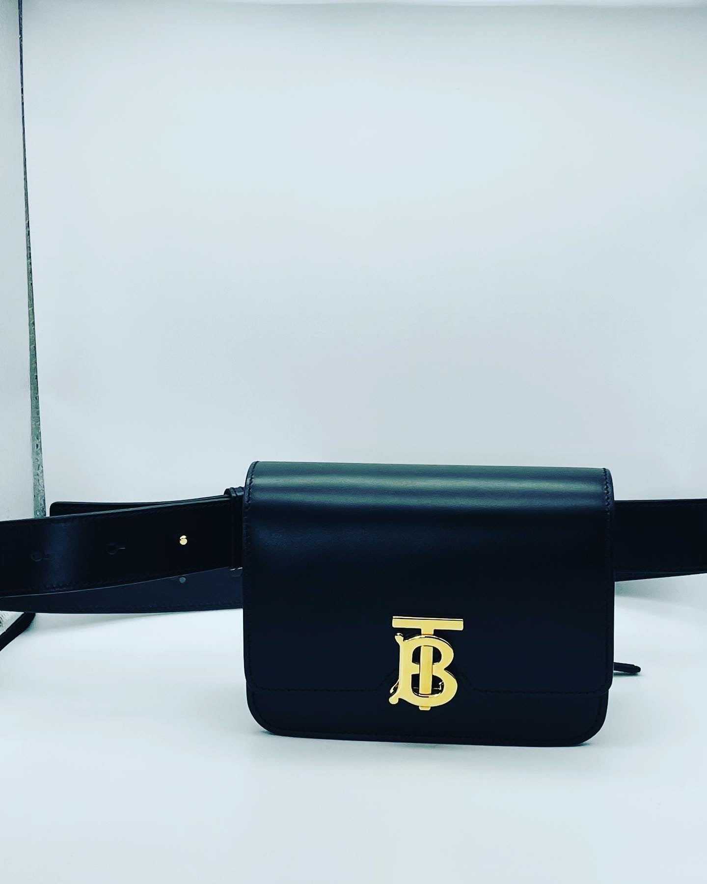 Burberry Belt Bag Tb Black Leather Clutch