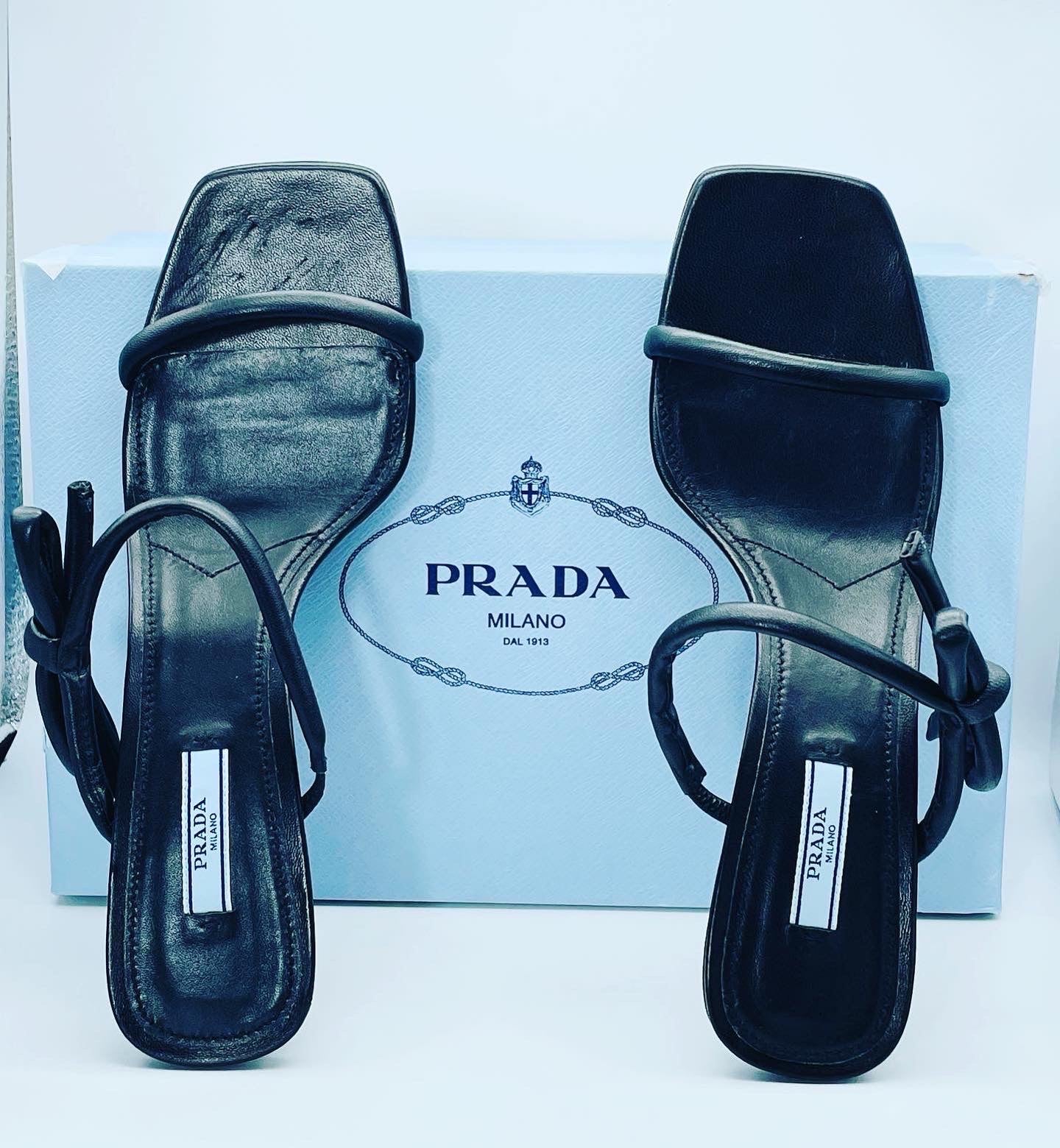 Prada 55mm Leather Sandal With Bow