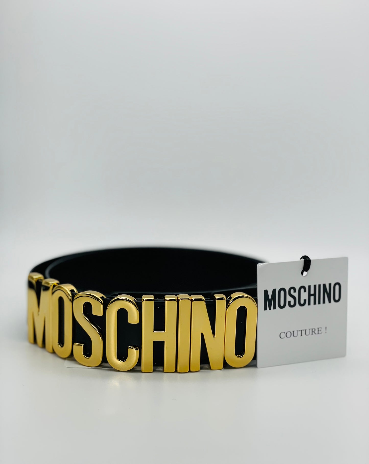 MOSCHINO logo-plaque buckled belt