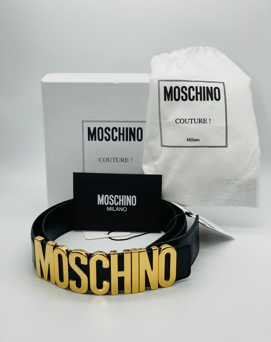 MOSCHINO logo-plaque buckled belt