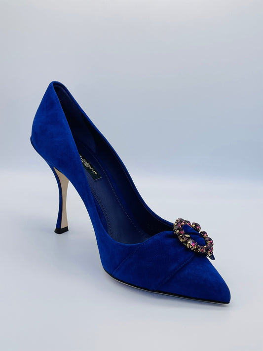 DOLCE & GABBANA Lori crystal-embellished suede pumps