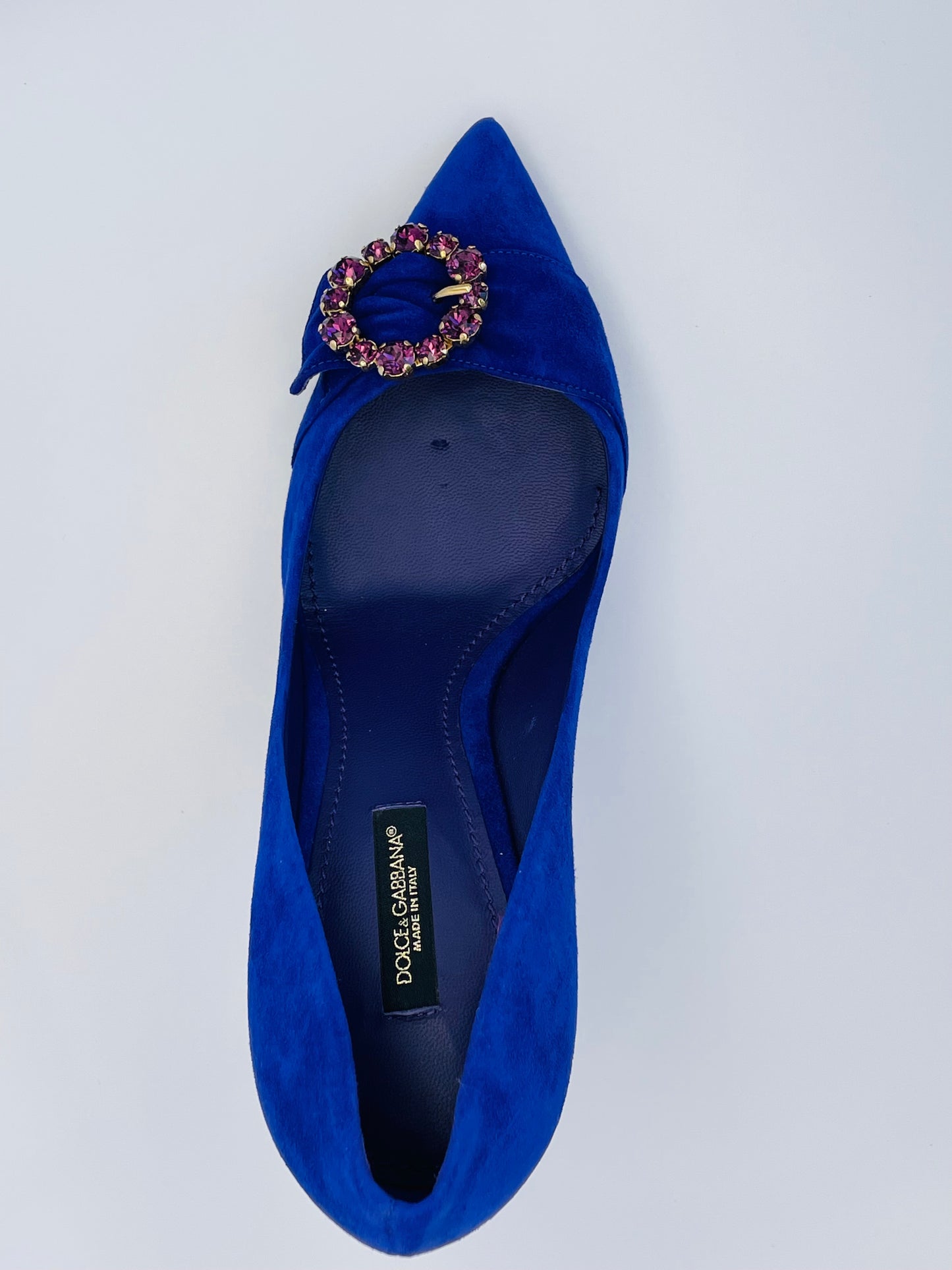 DOLCE & GABBANA Lori crystal-embellished suede pumps