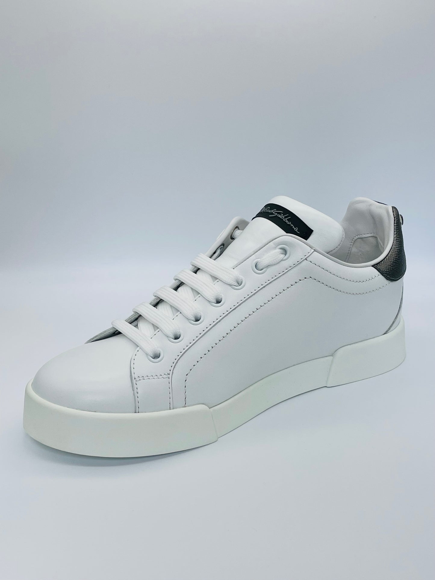 DOLCE & GABBANA Faux Pearl-embellished Leather Sneakers