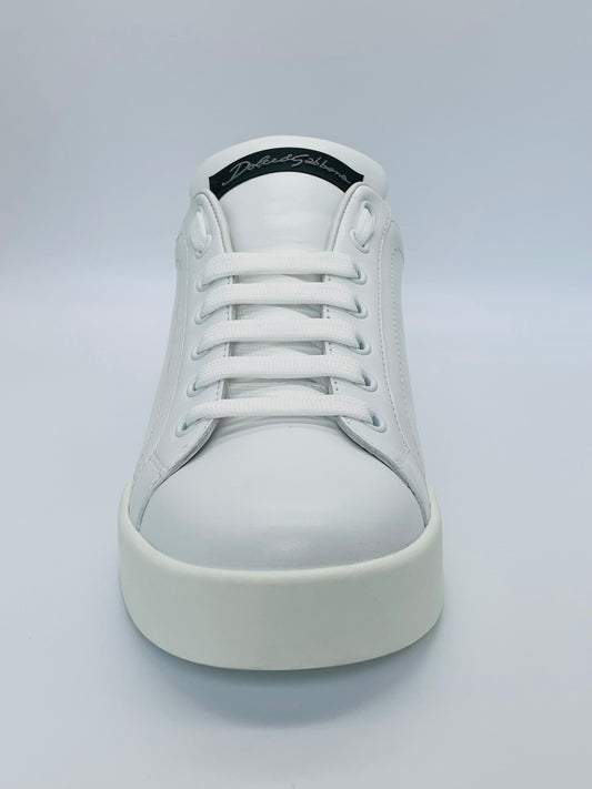 DOLCE & GABBANA Faux Pearl-embellished Leather Sneakers