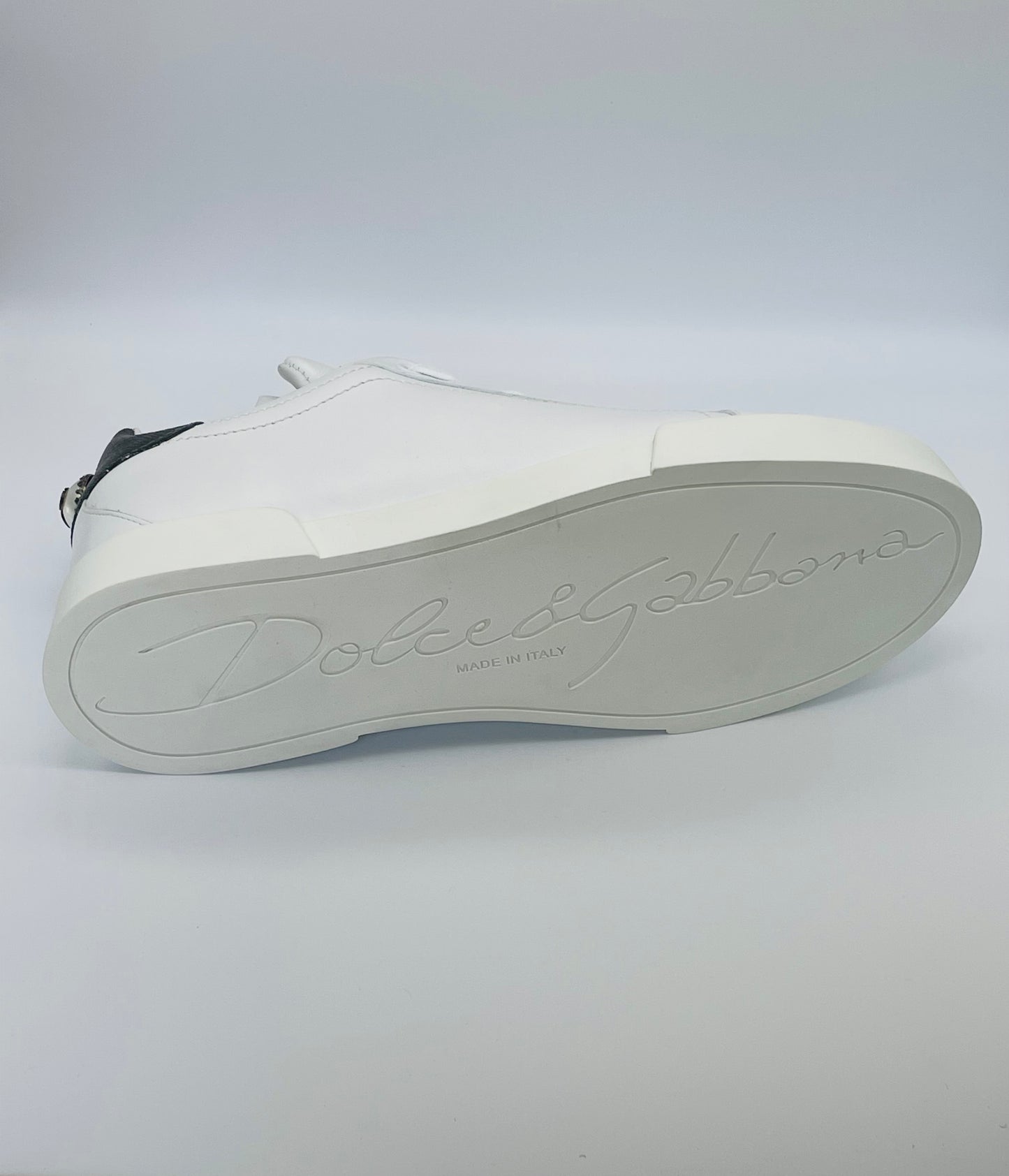 DOLCE & GABBANA Faux Pearl-embellished Leather Sneakers