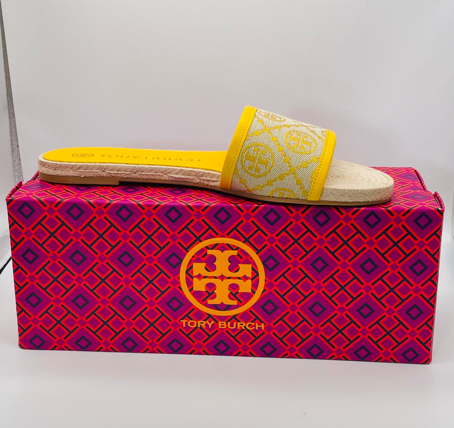 New Tory Burch T Monogram Espadrille Slides