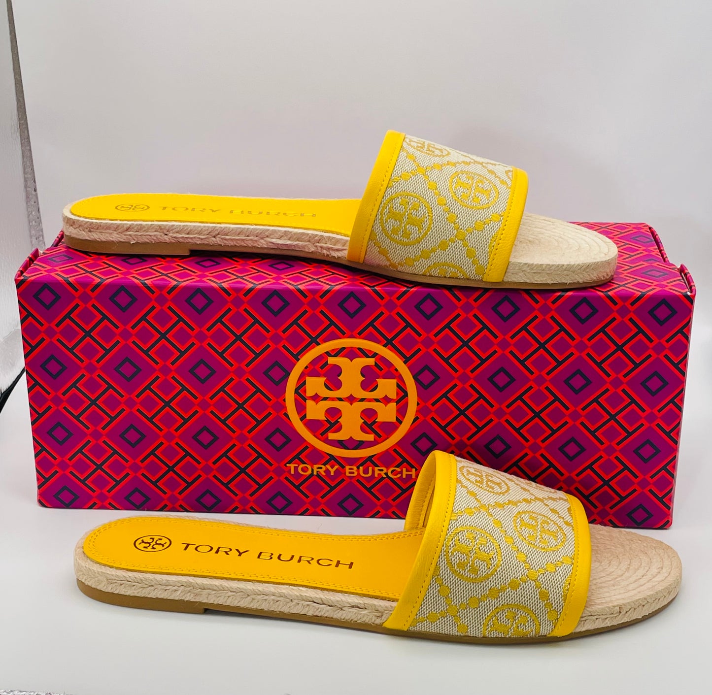 New Tory Burch T Monogram Espadrille Slides