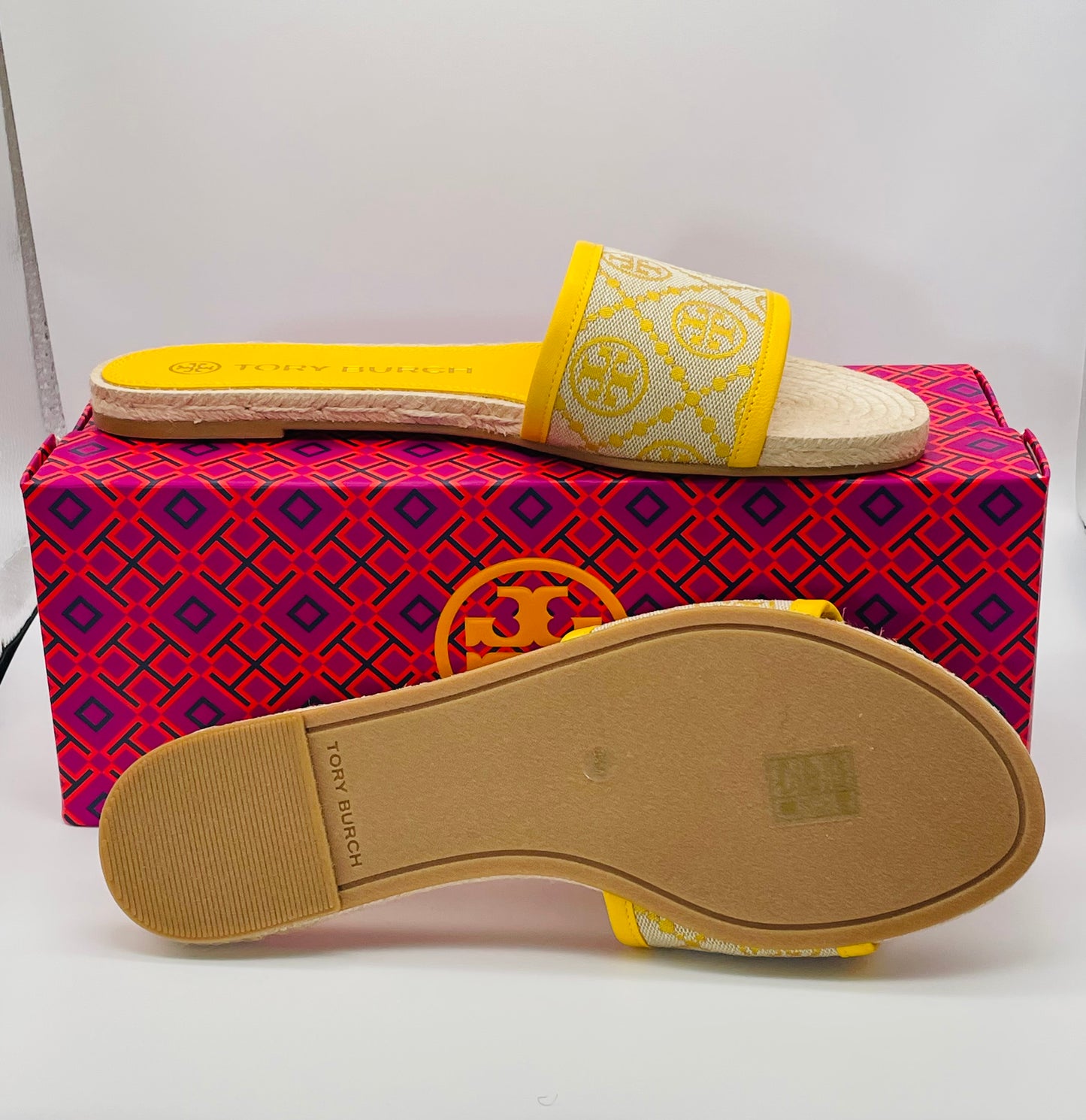 New Tory Burch T Monogram Espadrille Slides