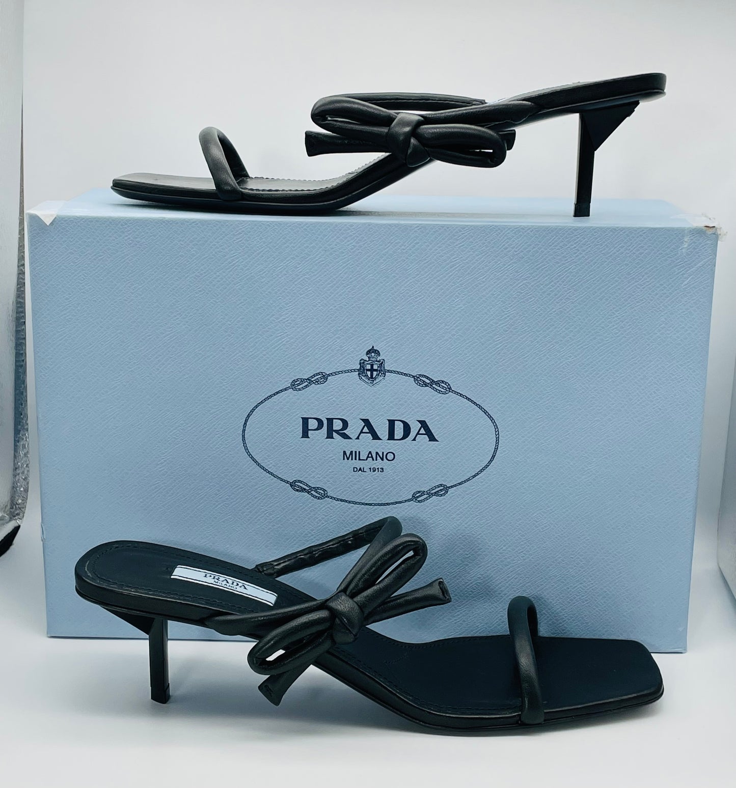 Prada 55mm Leather Sandal With Bow