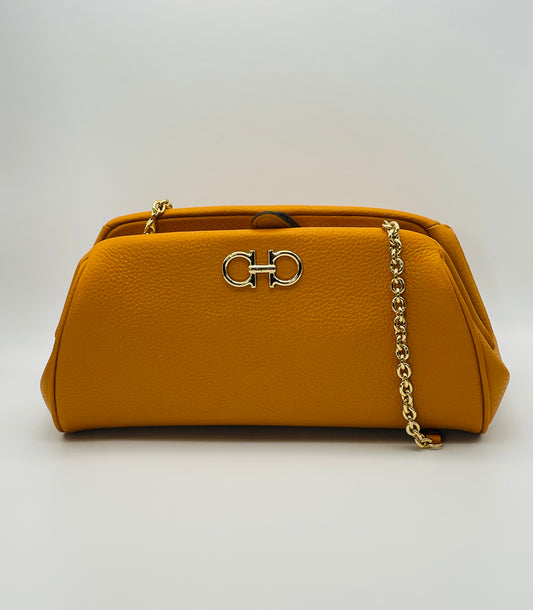 SALVATORE FERRAGAMO Gancini Zip Leather Clutch Bag