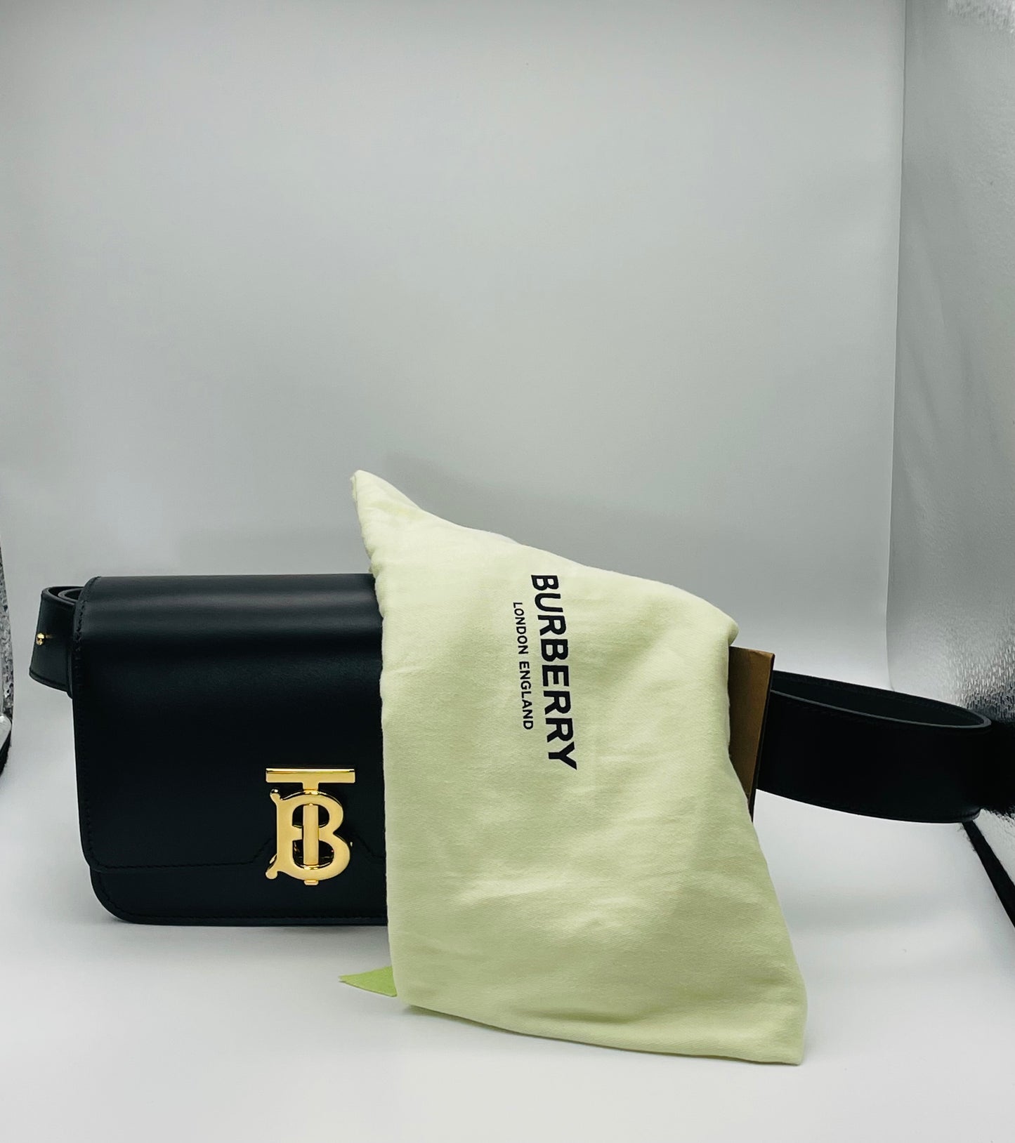 Burberry Belt Bag Tb Black Leather Clutch