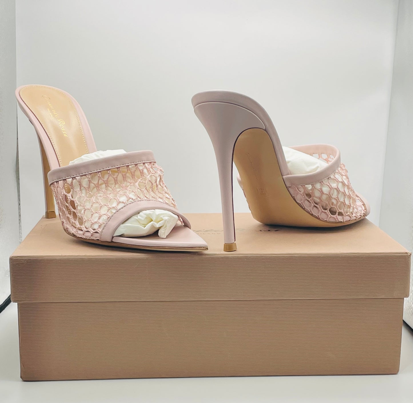 Gianvito Rossi Alisia Mesh & Leather Mules