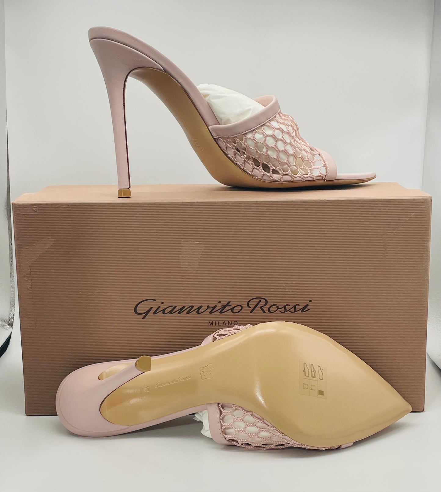 Gianvito Rossi Alisia Mesh & Leather Mules