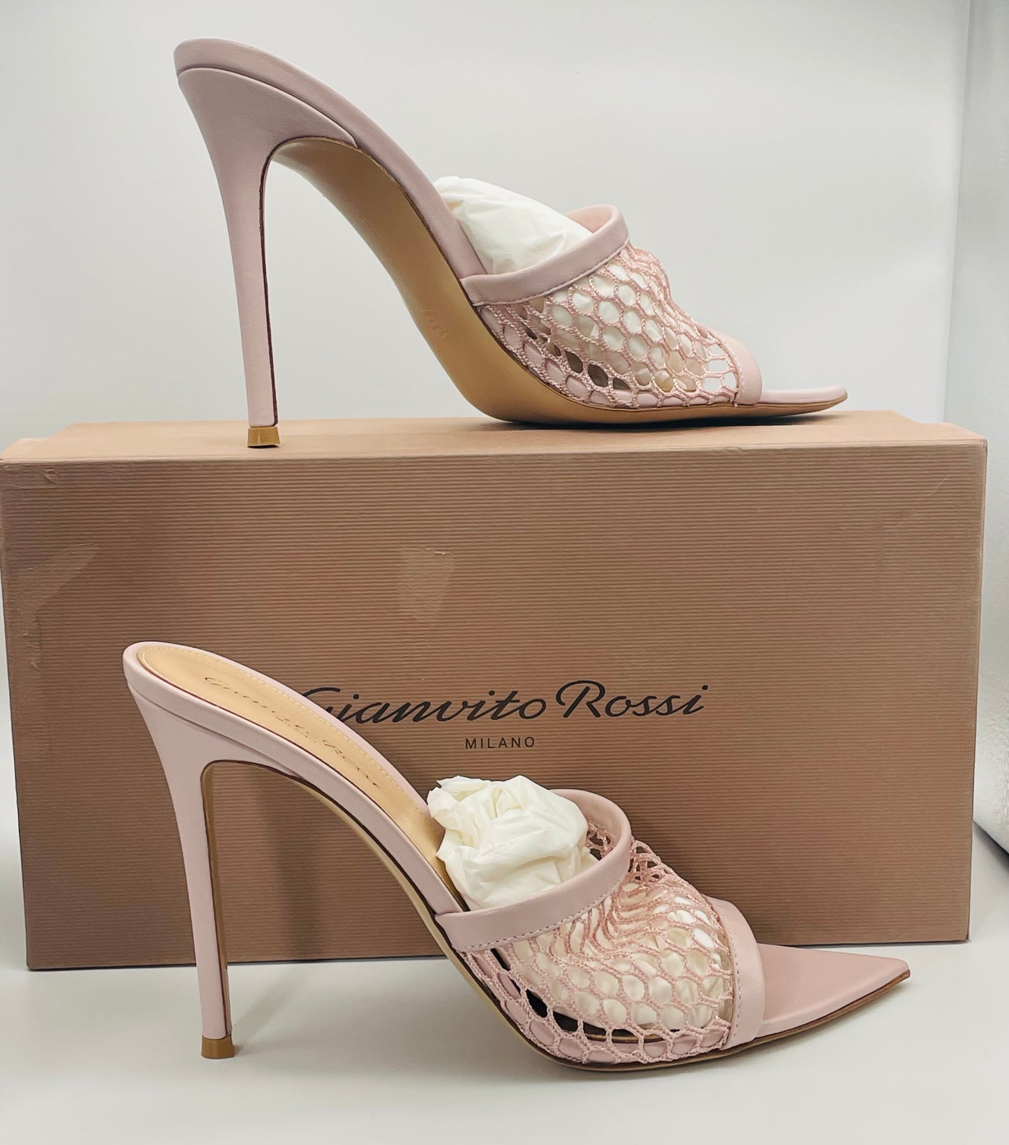 Gianvito Rossi Alisia Mesh & Leather Mules