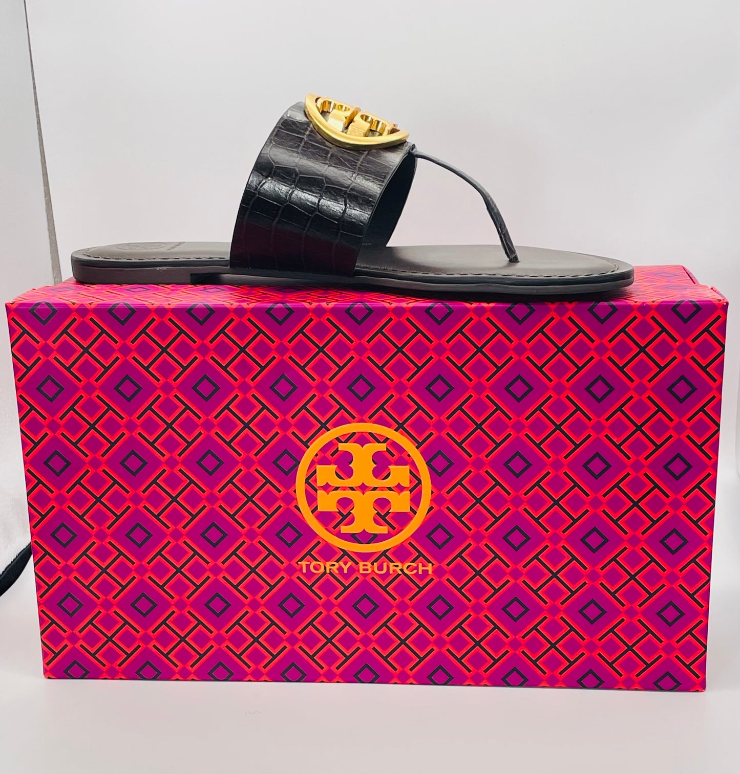 Tory Burch Benton Band Flat Croco Embossed NWT