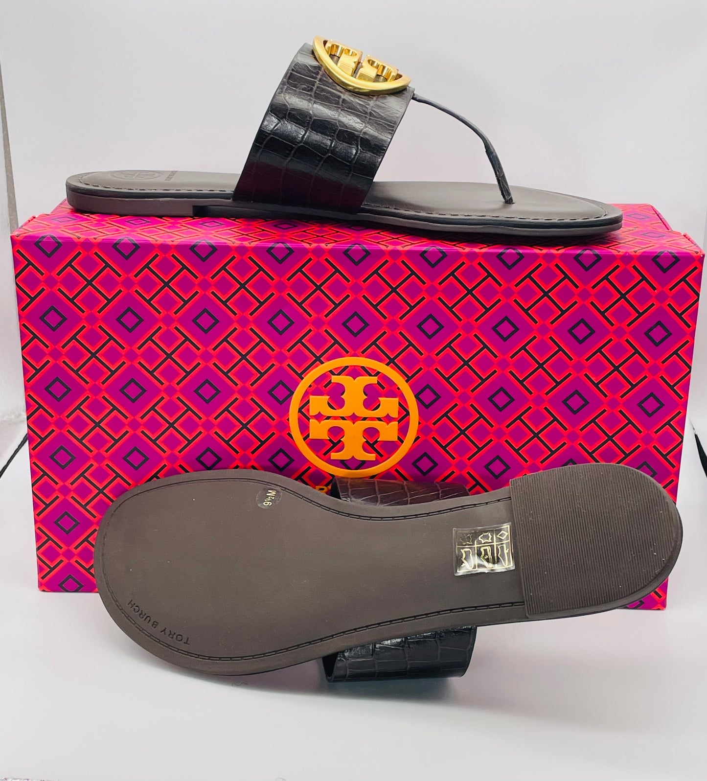 Tory Burch Benton Band Flat Croco Embossed NWT