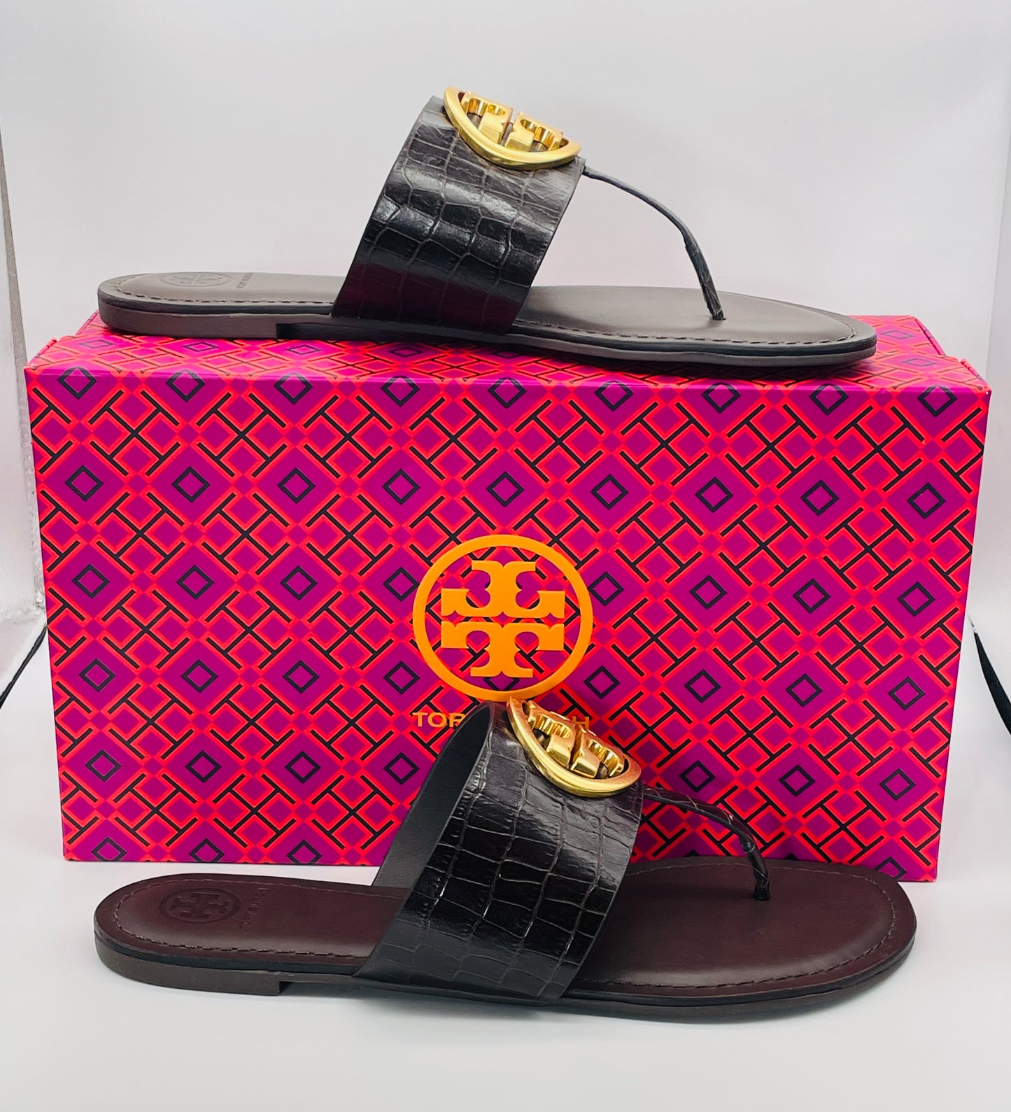 Tory Burch Benton Band Flat Croco Embossed NWT