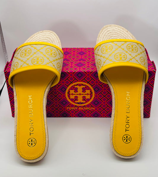 New Tory Burch T Monogram Espadrille Slides