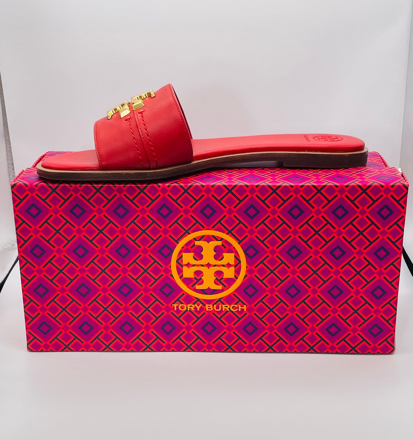 NEW Tory Burch EVERLY SLIDE Sandals Brilliant Red