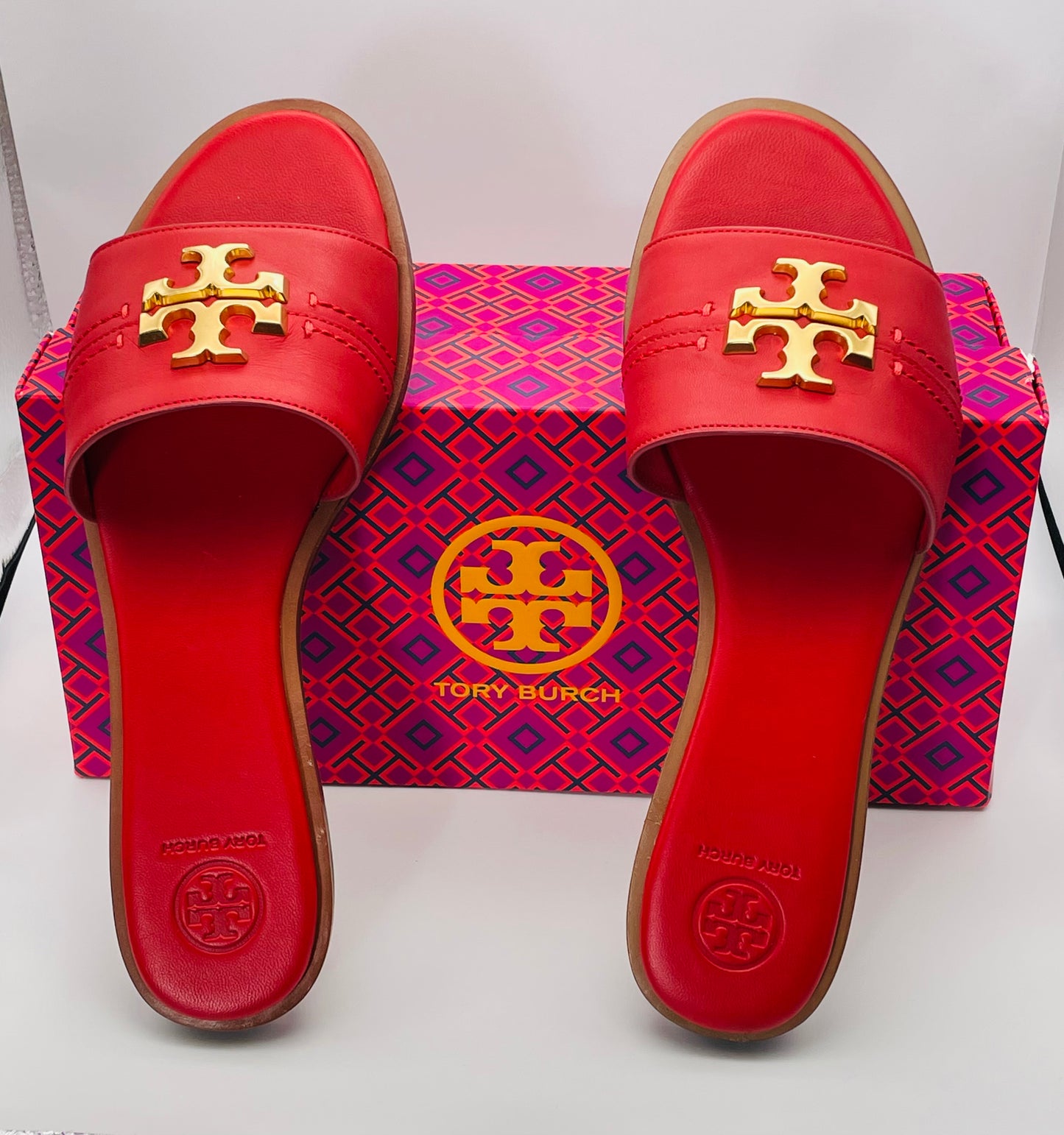 NEW Tory Burch EVERLY SLIDE Sandals Brilliant Red