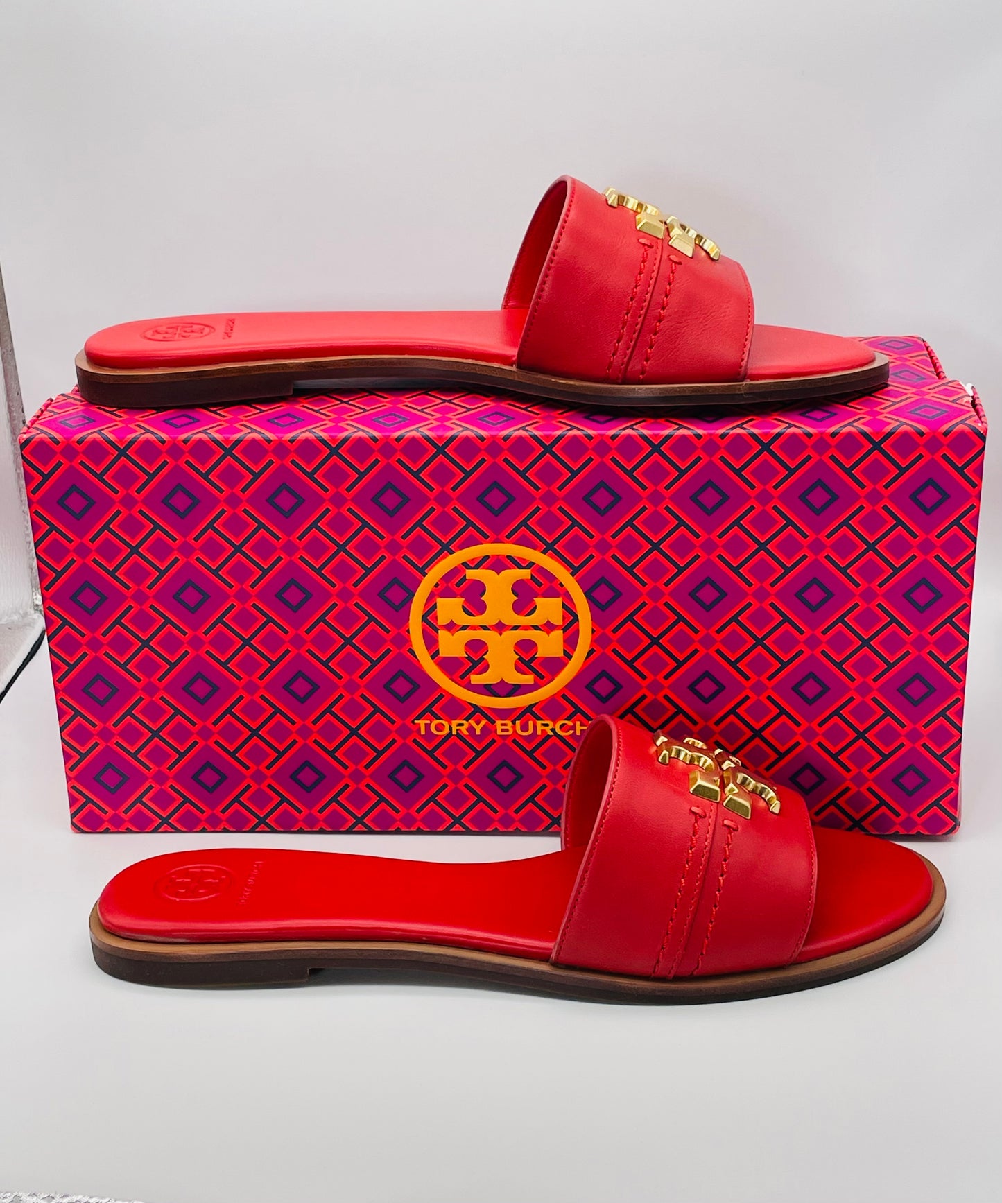 NEW Tory Burch EVERLY SLIDE Sandals Brilliant Red