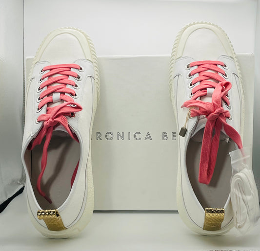 Veronica Beard Parise Canvas/Leather Sneakers Milk/Pink NWT